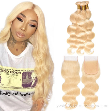 No Shedding hair Bulk Body Wave Brazilian Hair Bundles 613 Blonde Human Hair